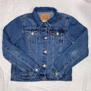 Levi’s denim blue jean trucker jacket button 12/13 years lg